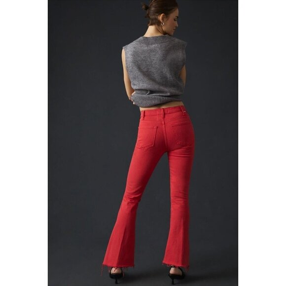 NWT Mother Hustler Ankle Fray in Mars Red High Rise Bootcut Crop Jeans 25 - Picture 12 of 14